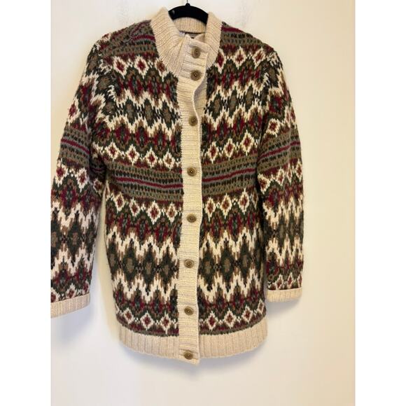 Talbots Sweaters - Vintage Talbots Collection Wool Cashmere Fair Isle Cardigan Brown Medium